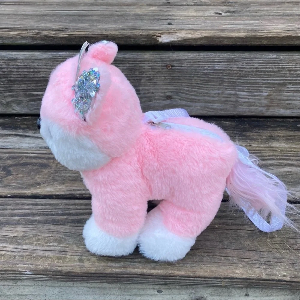 PLUSH PINK PUPPY WITH A CROWN PURSE
